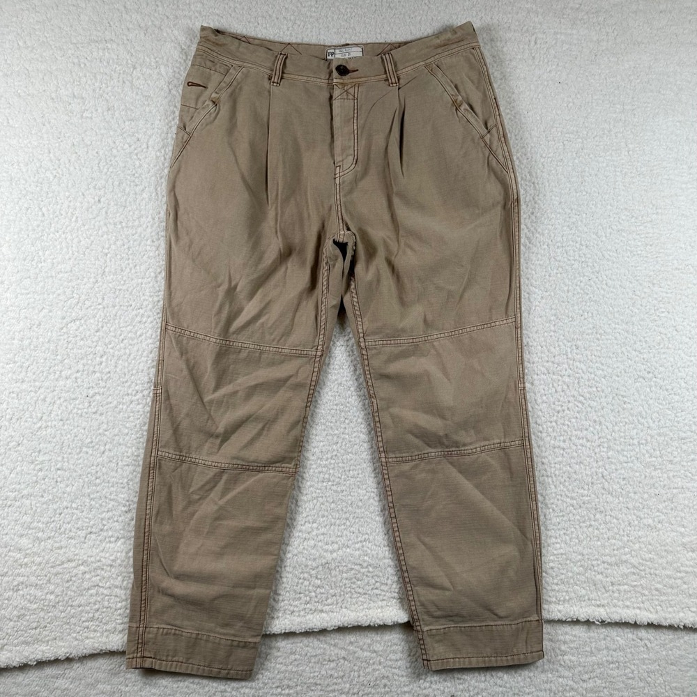 Free People Cargo Double Knee Pants Women 31 Utility Pleated Work Carpenter Boho